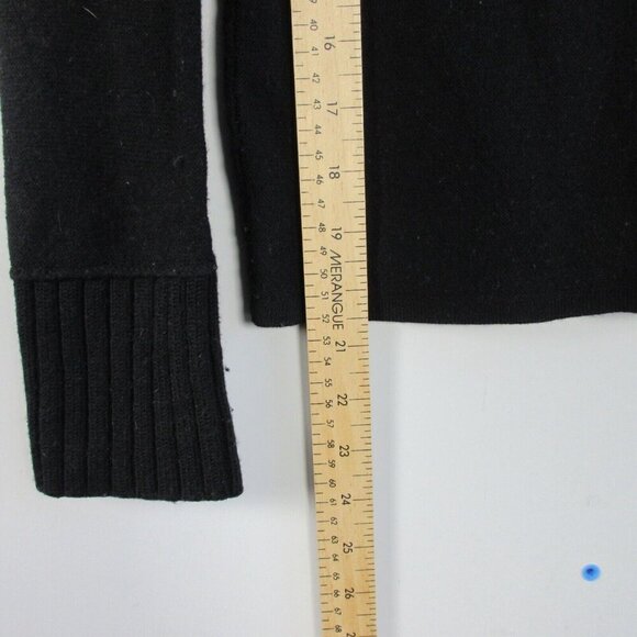 Club Monaco Merino Wool Crewneck Sweater Women S Black Pullover Knit Luxury 248 - Picture 8 of 9